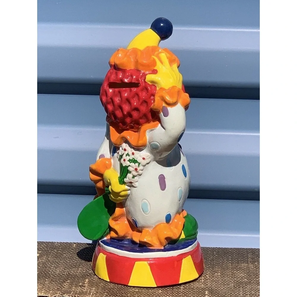Vintage Clown Piggy Bank Collectible Colorful Display Decor Strange GRUNGE - Picture 4 of 11
